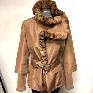 Vintage Tomaso Stefanelli Fur Trim Nylon & Knit Jacket